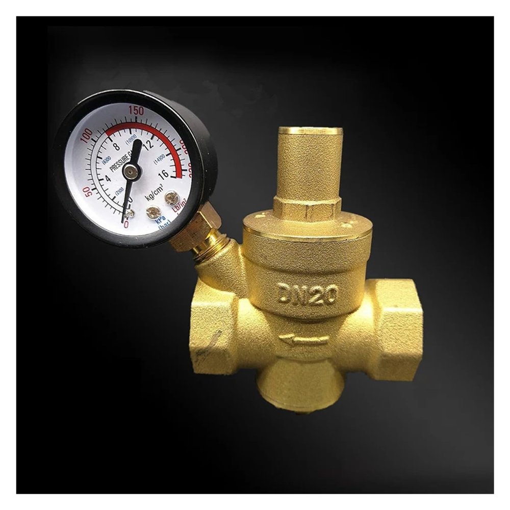 DN32 (1.2 in) Brass Water Pressure-Reducing Valve with Pressure Gauge