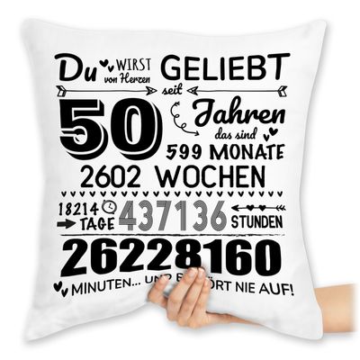 40 x 40 cm 50th Birthday Pillow – “You Are Loved from the Heart” – White