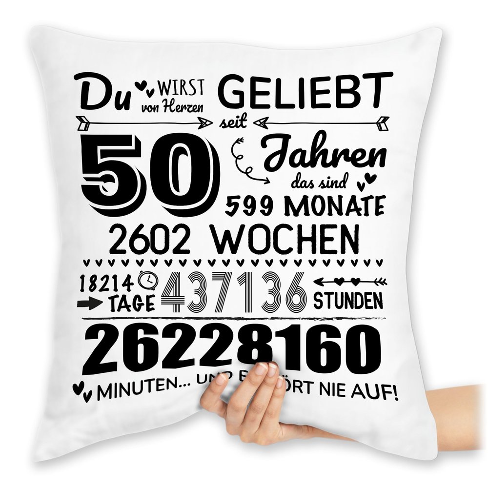 40 x 40 cm 50th Birthday Pillow – “You Are Loved from the Heart” – White