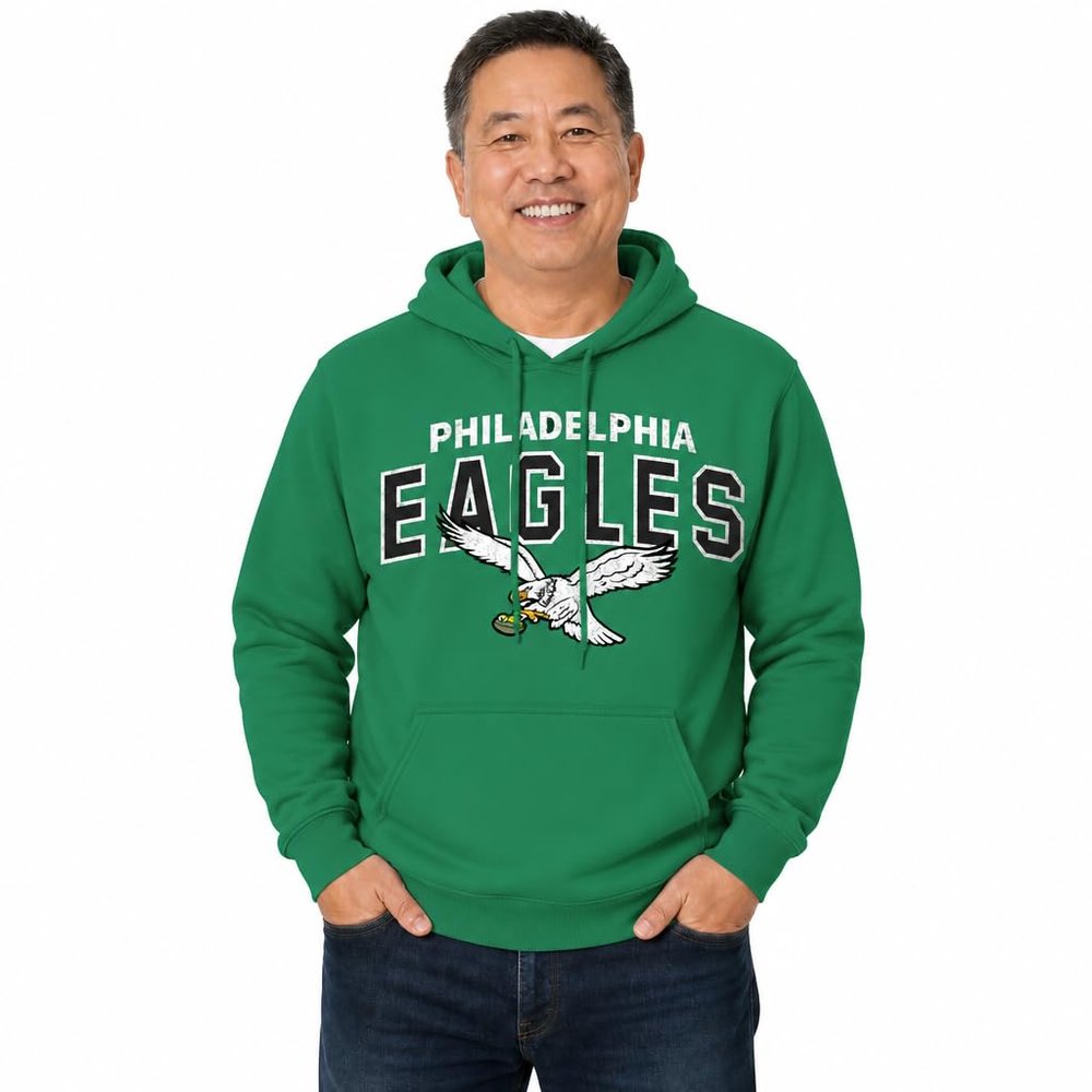 Team Fan Apparel NFL Adult Unisex Starting Fresh Ultra-Soft Fleece Hooded Sweatshirt, Heathered Kelly Green, Large