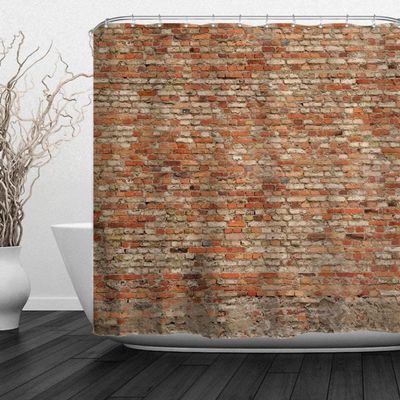 TACOKI 3D Shower Curtain 180 x 180 cm, Brick Wall Design