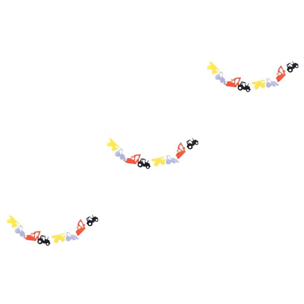 ibasenice 3-Piece Excavator-Themed Birthday Decoration Set, Felt Pennant Banner for Kids' Birthday Parties