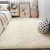 YUANWAN High-Pile Rug for Living Room, 50 x 170 cm, Non-Slip Backing, Washable, White view 1