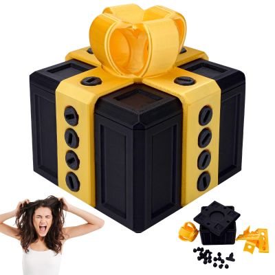Vibbang Annoying Gift Box, Black, 3D-Printed Puzzle Box, 8 cm