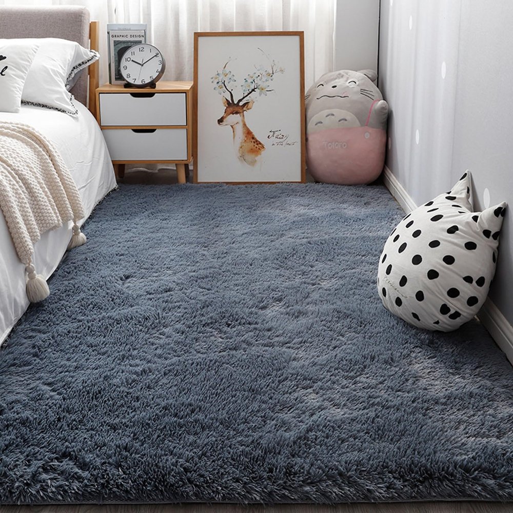 YUANWAN Gray Washable Area Rug, 65 x 120 cm, Anti-Slip Backing for Living Room and Bedroom