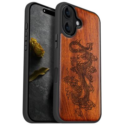 Carveit Wooden Case for iPhone 16, Plum – The Dragon