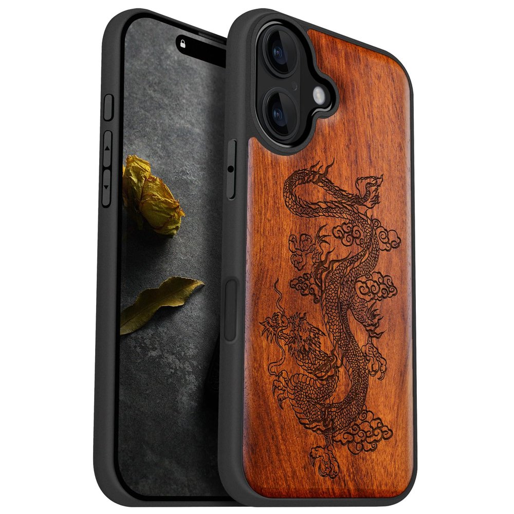 Carveit Wooden Case for iPhone 16, Plum – The Dragon