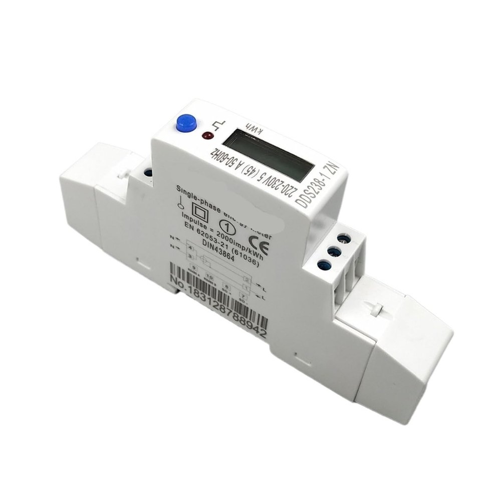 AIRUIXI Energy Meter 5(45) A, 45 A Max, 220 V/230 V, 50 Hz/60 Hz, Single-Phase DIN-Rail kWh Watt-Hour Meter with RS485 MODBUS-RUT