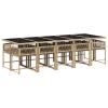 Somanki 11-Piece Beige Poly Rattan Garden Dining Set with Cushions, Table and Chairs - 3211474 view 3