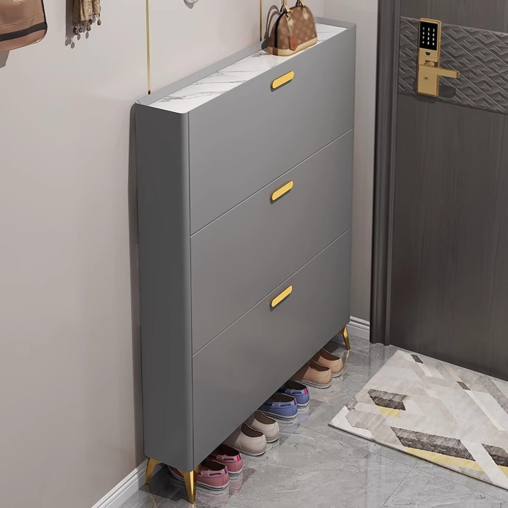 Generic Shoe Storage Cabinet for Entryways, Narrow Freestanding Shoe Cabinet with Doors for Small Spaces