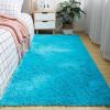 XUEDNGM Washable Shaggy Rug 200 x 260 cm, Easy-Care, Solid Sky Blue view 1