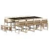 Somanki 13-Piece Beige Poly Rattan Garden Dining Set with Cushions view 2