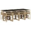 Somanki 13-Piece Beige Poly Rattan Garden Dining Set with Cushions view 3