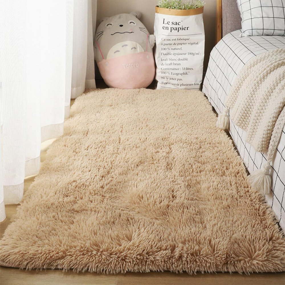 XUEDNGM Soft Shaggy Runner Rug 40 x 290 cm, Washable up to 30°C, Non-Slip, Camel