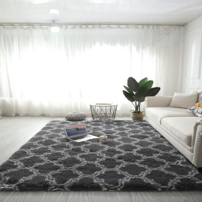 80 × 160 cm Modern Shaggy Rug, Geometric Design, Plush Area Rug for Living Room or Bedroom