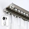 Double Curtain Track with Silent Rollers, Pre-Drilled Aluminum Ceiling Track, Champagne view 1