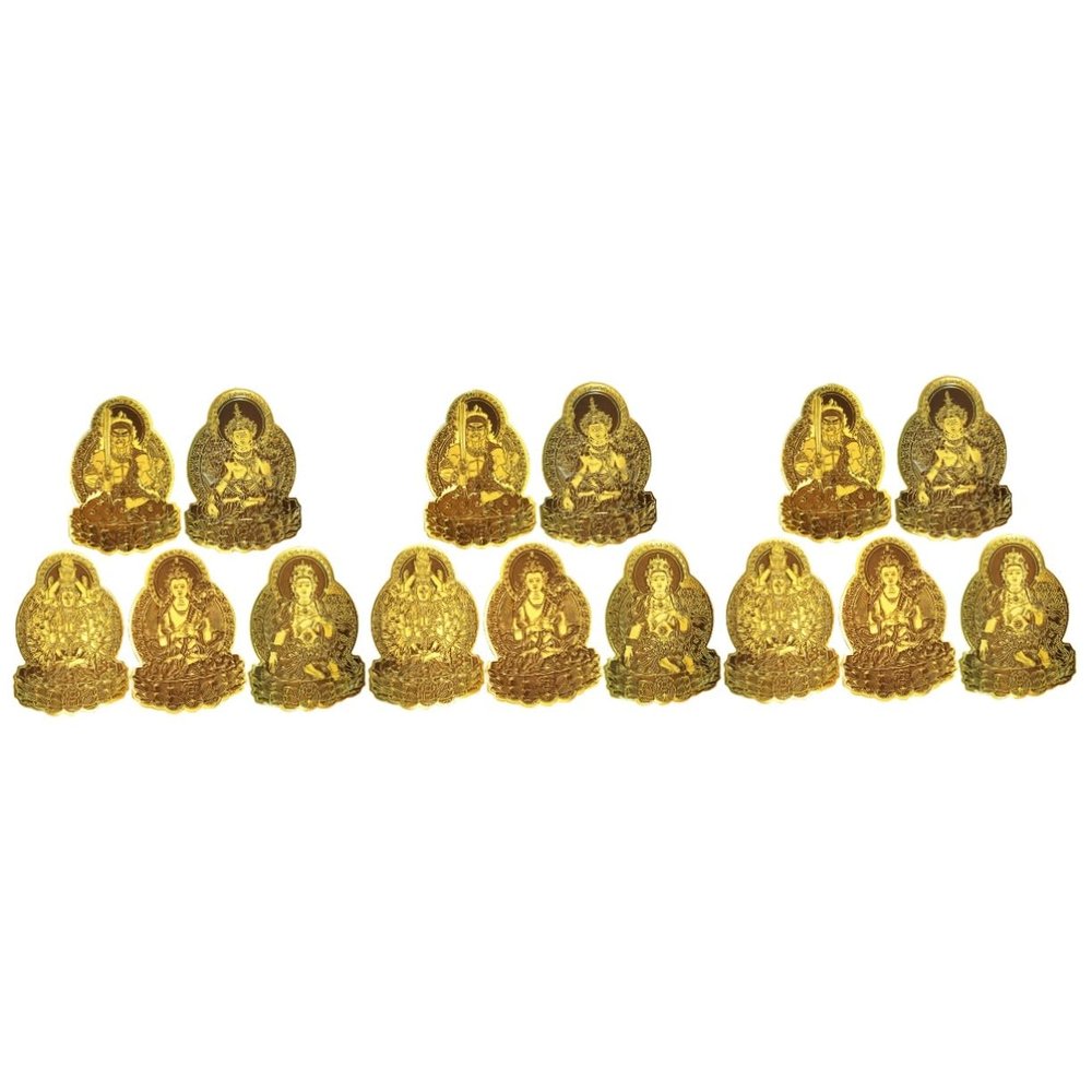 PRETYZOOM 15-Piece Gold Buddha Feng Shui Stickers, Self-Adhesive Paper