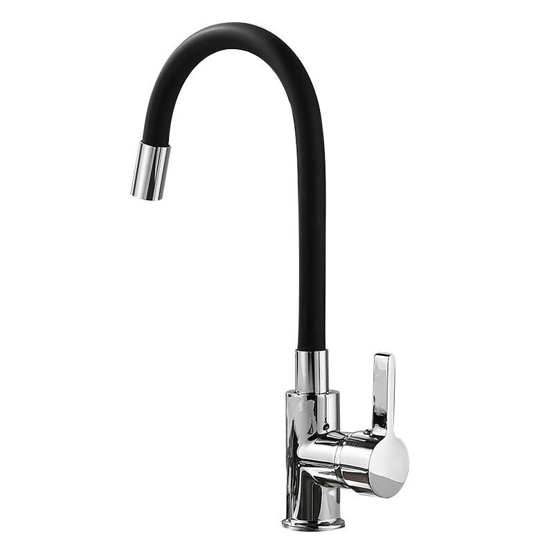 Kitchen Mixer Faucet, Pull-Out Sink Faucet, Universal Hot and Cold Water Faucet, Black Pipe