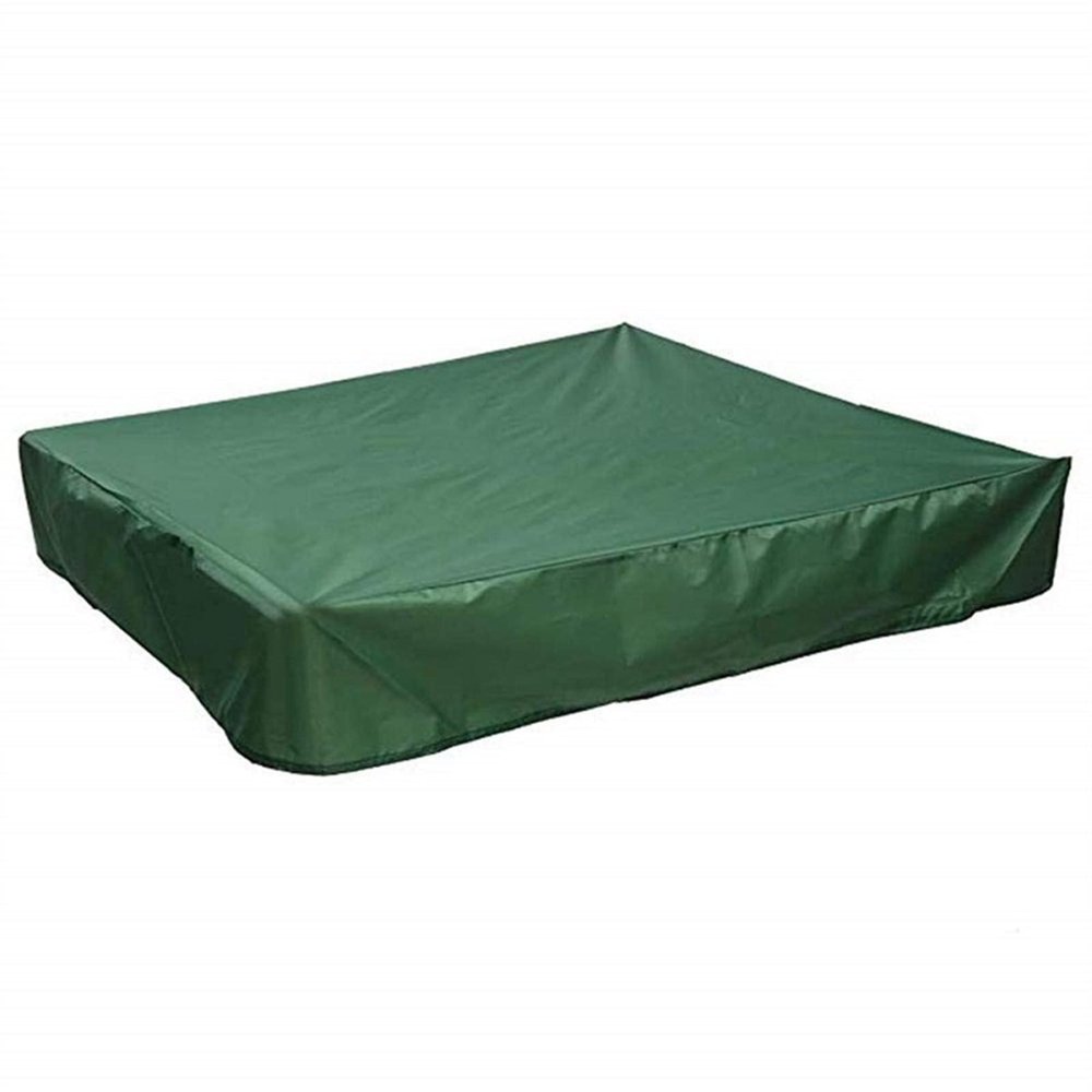 Waterproof Square Sandbox Cover with Drawstring, Green, 230 x 200 cm, Oxford Fabric