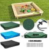 Waterproof Square Sandbox Cover with Drawstring, Green, 230 x 200 cm, Oxford Fabric view 2