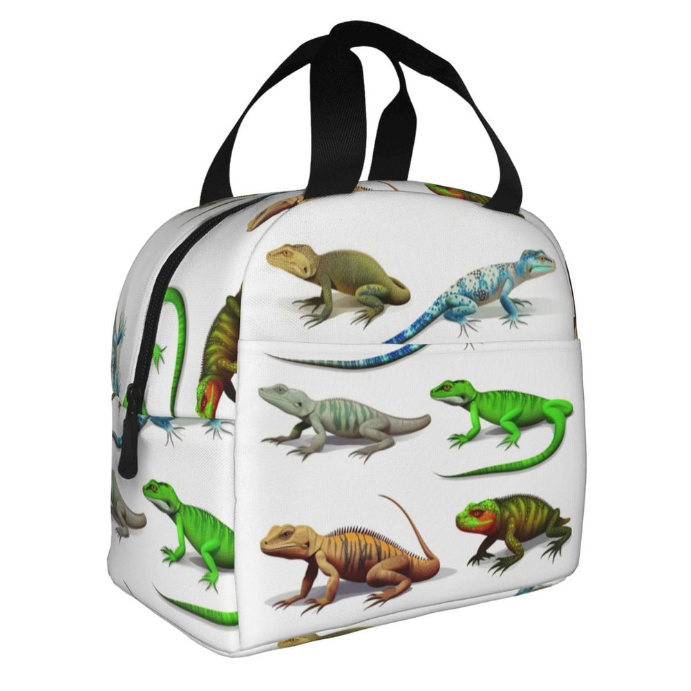 Insulated Lunch Bag for Women and Men, Various Lizard Designs