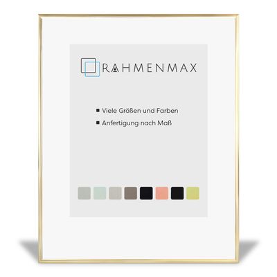 RahmenMax KAINUU Aluminum Picture Frame 60x70 cm, Gold Gloss Decor, 1 mm Anti-Glare Acrylic Glass
