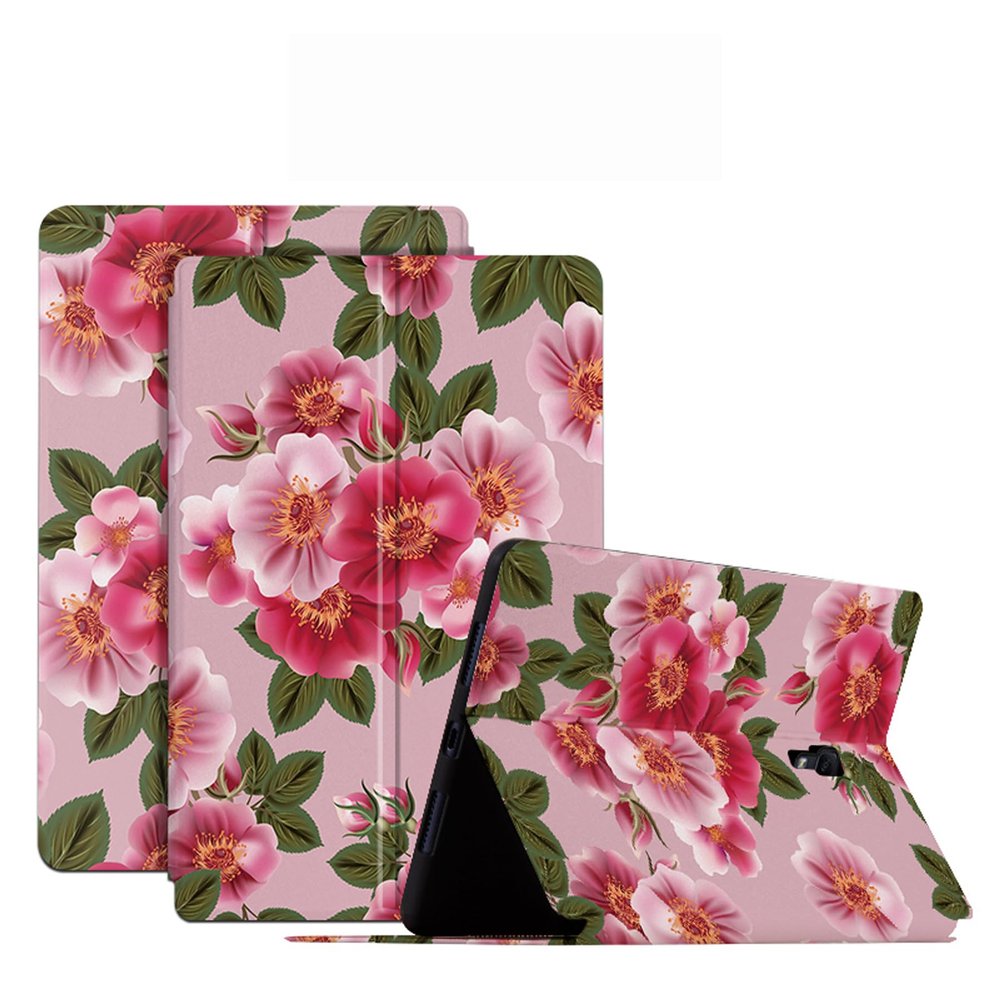DayQiQiPu Case for Samsung Galaxy Tab A 10.5-inch 2018, SM-T590/T595/T597, PU Leather Floral Blossom Series Flip Case, Ultra-Slim, Auto Sleep/Wake, Pattern 05