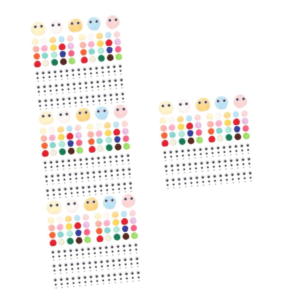 SEWACC 4-Set Colorful Pom-Poms with Eyes for Crafts