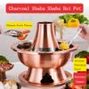 Copper Hot Pot, Traditional Chinese Shabu-Shabu Pot with Chimney, Gold, 34 cm view 2