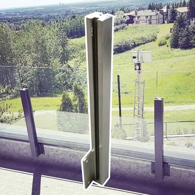 KEHSF Side-Mounted Glass Railing Post for 10/12 mm Glass, Silver, Center Post, H140 cm