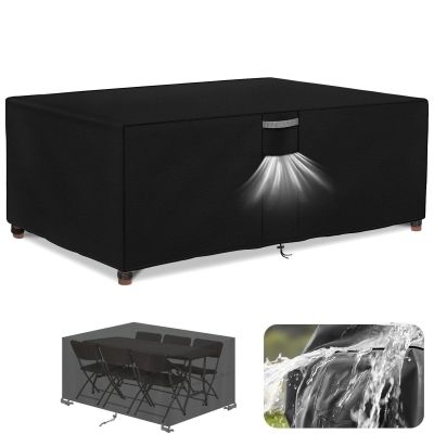 XUEDNGM 318 x 222 x 120 cm 420D Patio Furniture Cover, Black