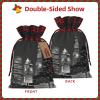 New York Print Christmas Gift Bags with Drawstrings view 3