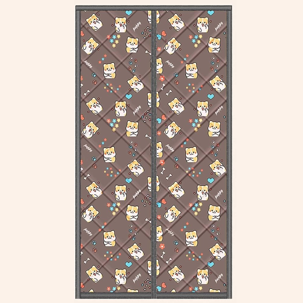 HESHEQ Thick Windproof Thermal Door Curtain, Cold Protection, Sound-Reducing Privacy Curtain, Brown, 90 x 220 cm (35 x 87 in)