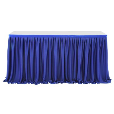 YCDZSW Table Skirt for Rectangular Tables, Spandex Stretch Tablecloth, Wrinkle-Free, Navy Blue, 4 ft