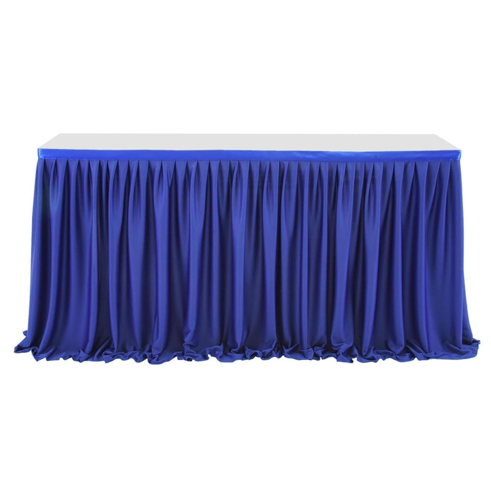 YCDZSW Table Skirt for Rectangular Tables, Spandex Stretch Tablecloth, Wrinkle-Free, Navy Blue, 4 ft