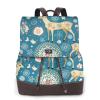 Women's Cartoon Deer Floral Print PU Leather Backpack, Waterproof, Black, One Size view 1