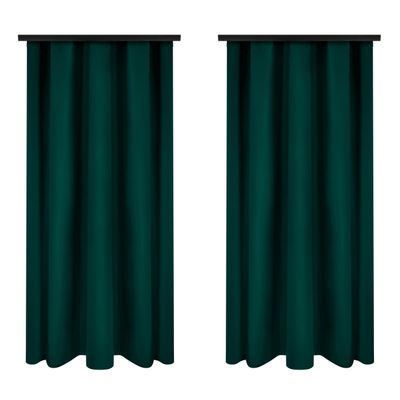 Voppi Ready-Made Curtains 140 x 260 cm, Bottle Green, 2-Piece Set