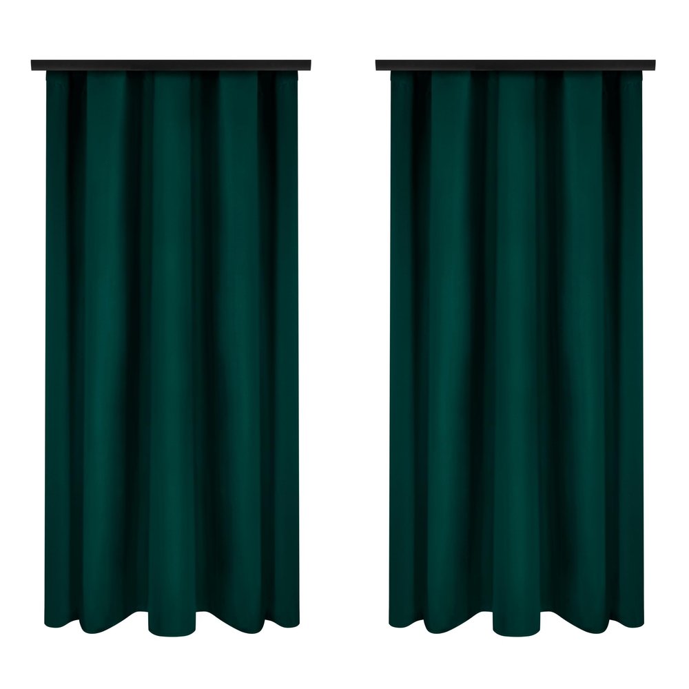 Voppi Ready-Made Curtains 140 x 260 cm, Bottle Green, 2-Piece Set