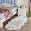 YUGWNN Cute Cat Paw Rug, Faux Sheepskin Shaggy Bedside Rug, 80 x 68 cm, White and Red view 1