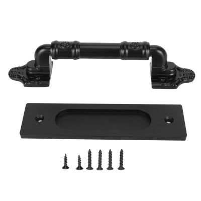 BAFOVY Black Barn Door Handle, Modern Minimalist Design, Easy Installation for Gates, Garages, and Cabinets