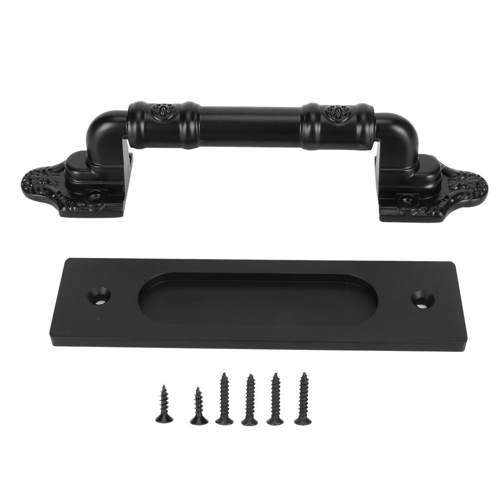 BAFOVY Black Barn Door Handle, Modern Minimalist Design, Easy Installation for Gates, Garages, and Cabinets