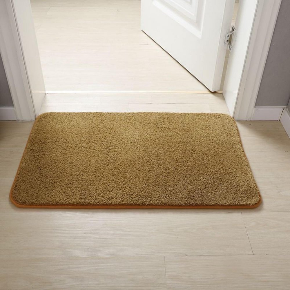 Suixtil Plush Microfiber Bath Mat, Non-Slip, Absorbent High-Pile Shower Rug, Brown, 55.1 x 23.6 in