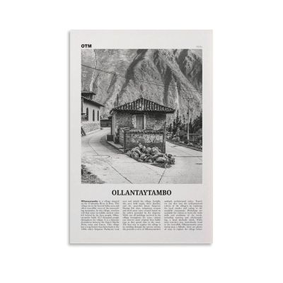 LZTEN Ollantaytambo Black-and-White Print, Peru Canvas Wall Art