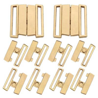 EMDOMO Rectangular Metal Closures, Bra Hooks and Eyes, 10 Sets, Gold