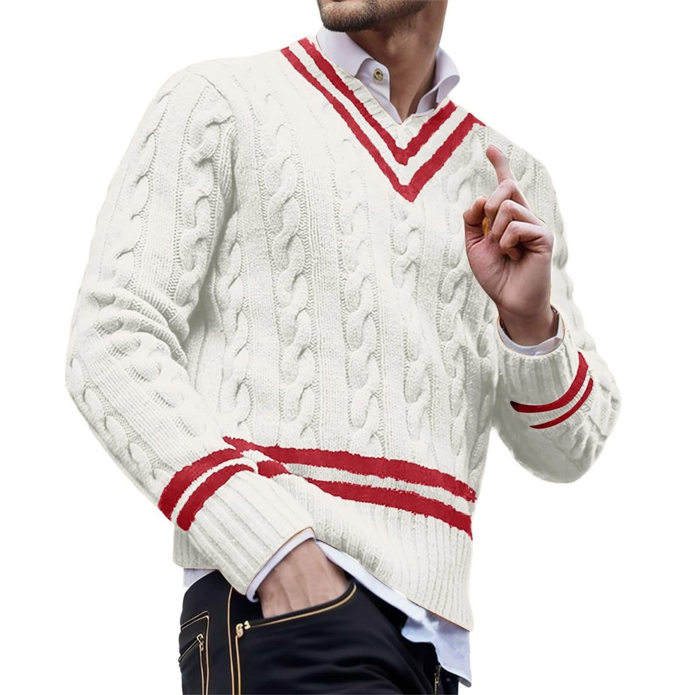 Duohropke Men's Warm Slim-Fit Cotton Fine-Knit Sweater