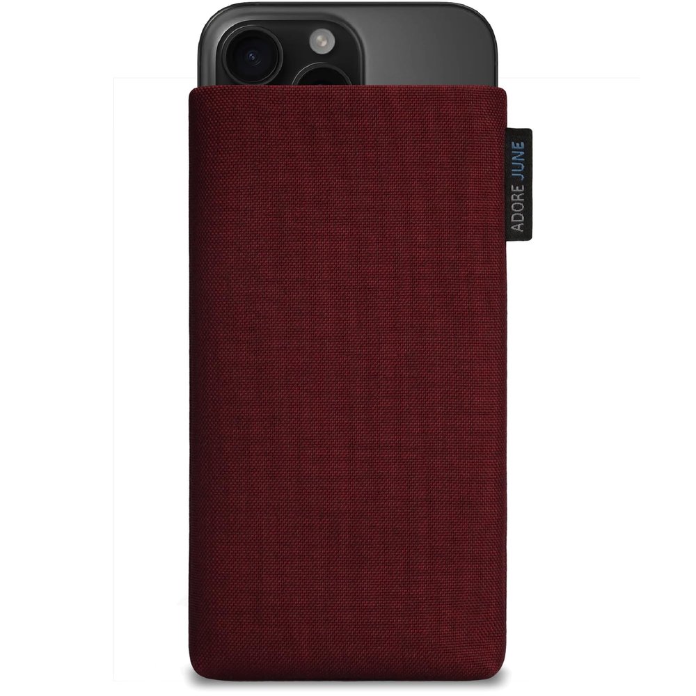 Adore June Classic Bordeaux Red Phone Pouch for iPhone 16 Pro Max (2024), Cordura Fabric, Display-Cleaning Effect, Made in Europe