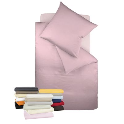 liebling Interlock Jersey Bedding 155 x 220 cm, Dark Pink, 100% Cotton Duvet Cover, Silky Sheen, Washable at 60°C, OEKO-TEX 100