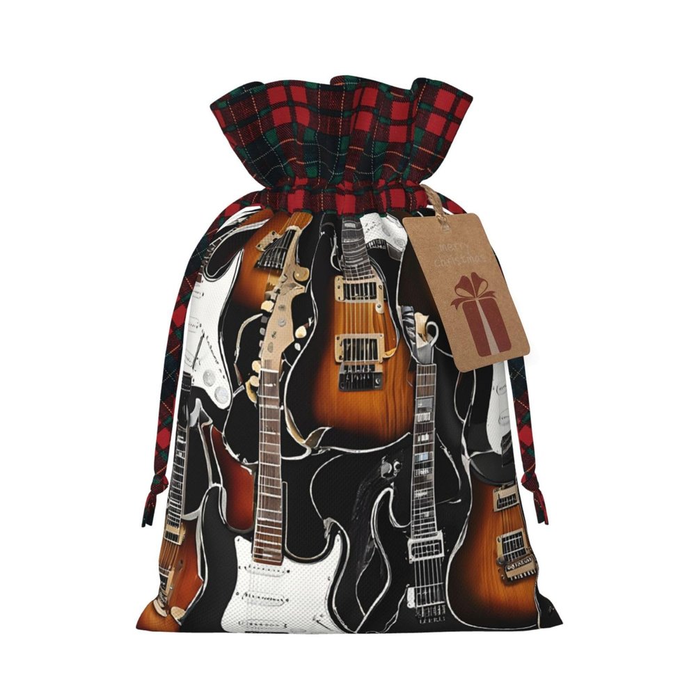 Acoustic and Guitar Print Drawstring Gift Bags