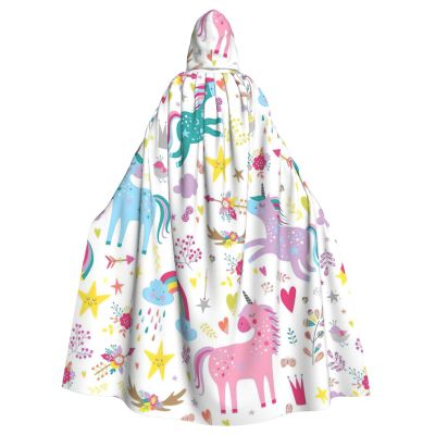 Yiyilong Pink Unicorn Print Hooded Cape for Adults