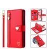 ZSUFCBF Zipper Card Wallet Leather Case for iPhone 15 Pro Max/14 Plus/13/12/11/XR/X/XS/6S/7/8/SE 2022, Love Heart Book Cover, Red view 2